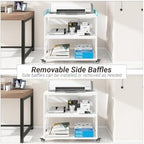 Extra Long Printer Stand with Baffles, 31.5" W x 17.7" D Printer Cart,White - Image 5