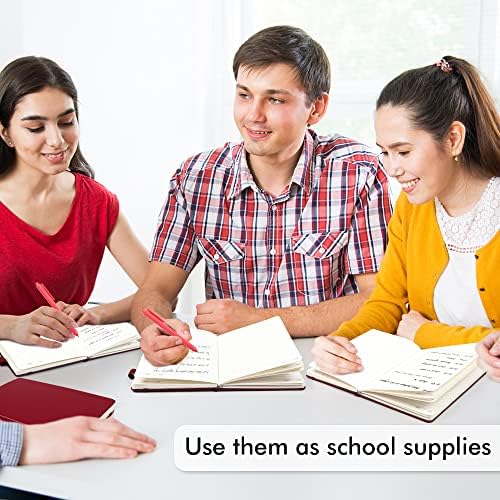 feela 5 Pack Journal Notebook Bulk for School, Hardcover Business Notebooks Classic Ruled Lined Journals with Pen Holder for Work Note Taking, with 5 Black Pens, 120 GSM, 5.1”x8.3”, A5, Wine - Image 5