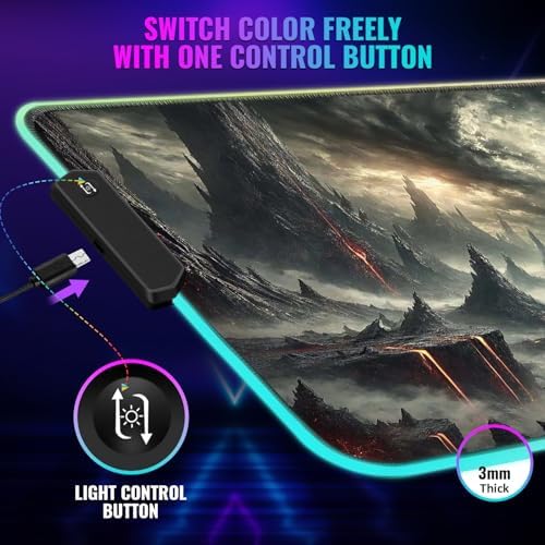 RGB Gaming Mouse Pad Large Extended Desk Mat 35.4x15.7 XXL XXXL Mousepad LED Light Up Keyboard Mat PC Gamer Desk Pad Gaming Accessories Extra Big Mouse Mat for Desk - Shadowlands Odyssey - Image 5
