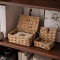 Unittype Set of 2 Wicker Storage Basket with Lid Water Hyacinth Decorative by Unittype