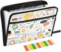 13 Pockets Expanding File Folder with Zipper Closure, Kitchen Icon Sets Recipe Accordion File Folder with Sticky Labels, Letter Size A4 Papers Expandable File Document Organizer by Quteprint