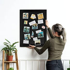 Black Cork Board Bulletin Board with Linen, Wood Framed 48" x 32" Corkboard, Office Board for Wall Decor, Wall Mounted Pin Board Picture Board with 20 Pushpins for School, Home & Office - Image 2
