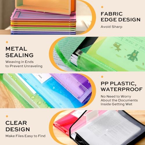 Deli 10 Pack Plastic Expanding File Folder, Colorful File Folder Organizer - Image 6