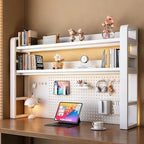 Desk Shelf - Includes a Pegboard and a Free 31-Piece Storage Accessory Set, Desk Hutch, Adjustable Hutch for Home Office Dorm (3-Tier White Frame + White Board 45.3×9.8×36.6") by Unknown