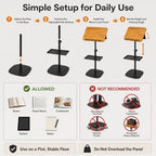 Floor Book Stand for Reading, Height Adjustable 19-51 Inch Wood Panel Holder with Page Clips and Phone Holder for Sheet Music, Cookbook, Tablet, Portable Standing Home Use - Image 7