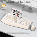 Wireless Keyboard and Mouse Combo, 2.4G Ergonomic Wave Keys(Milk Tea-A) - Image 3