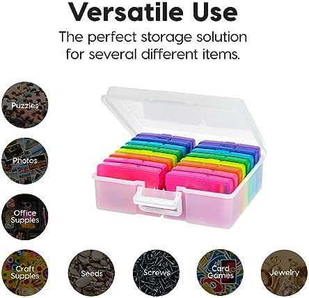 IRIS USA Photo Storage Box |Made in USA| 16 Cases - (2-Pack) - Pearl/Multi - Image 5
