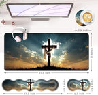 Large Keyboard Mouse Pad Set, Extended Mouse Pad+Keyboard Wrist Rest Support, Memory Foam Ergonomic Easy Typing, 4Pcs (31.5×11.8 in) Desk Pad Set for Office Home,Christian Cross - Image 6
