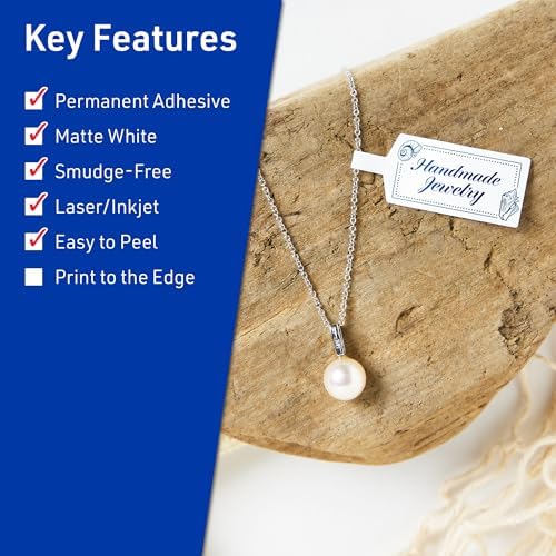 Avery TrueBlock Matte White Barbell Labels, Sure Feed Technology, 0.5" x 2.5", 4,500 Matte White Labels, Laser/Inkjet Printable, Great for Jewelry and Product Merchandising - Image 2