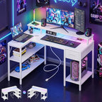 OLIXIS 53 Inch L Shaped Gaming Desk with LED Lights, Storage Shelves by OLIXIS