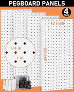 INCLY 158PCS White Metal Pegboard Wall Organizer 48x24 Inch - Image 2