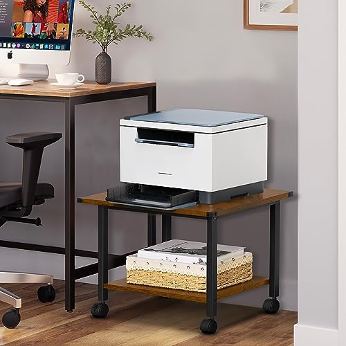 Lerliuo Under Desk Printer Stand, 2-Tier Industrial Rolling Printer Table - Image 5