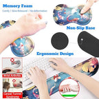 4-Piece Extended Large Mouse Pad Set for Women Men with Colorful Koi Design Includes 35.4 x 15.7 XXL Large Mouse Pad Keyboard Wrist Rest Mouse Wrist Support and Coaster for Office Home - Image 6