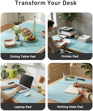 Aothia Faux Leather Desk Mat - Large Mouse Pad, Non-Slip PU Leather Blotter, Waterproof Writing Surface for Office and Home (Blue Topaz, 63" x 17") - Image 6