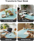 Aothia Faux Leather Desk Mat - Large Mouse Pad, Non-Slip PU Leather Blotter, Waterproof Writing Surface for Office and Home (Blue Topaz, 63" x 24") - Image 6