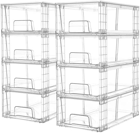 Vtopmart 8 Pack Stackable Clear Drawer with Dividers by Vtopmart