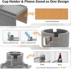 GHKINMAL Couch Arm Tray with Cup Holder,Folding Couch Cup Holder Tray,Grey - Image 4