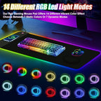ToLuLu Wireless Charging RGB Gaming Mouse Pad, 15W LED Mouse Mat with 30W Charger, 14 Light Modes Large Mousepad Wrist Support, Non-Slip Rubber Base Desk Mat Computer PC Keyboard Pad XXL, Cool Black - Image 3