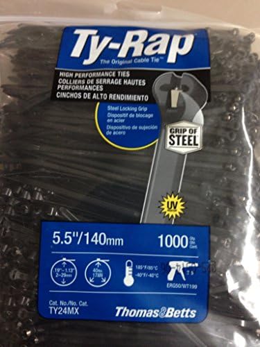 TY24MX Cable Tie 30lb 5.5" Ultraviolet Resistant Black Nylon with Stainless Steel Locking Device Bulk Pack, Military Specified (MIL-SPEC MS3367-5-0) 1000 Per Bag - Image 2