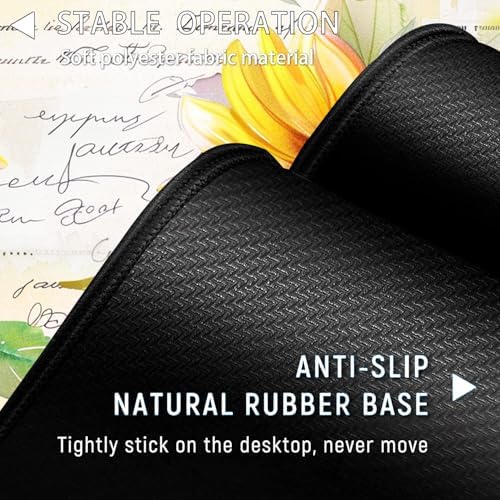 Large Gaming Mouse Pad+ Keyboard Wrist Rest Set, Ergonomics Memory Foam Mouse Mat Wrist Rest Support for Home Office, Waterproof Extended Mousepad 31.5x11.8in, Sunflower White Desk Pad - Image 3