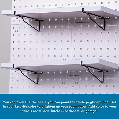 Pegboard Shelf Set - 6 Heavy Duty Peg Board Shelves & Steel Brackets, Organizer for Storage, Garage, Workbench, Craft, Office - Image 4