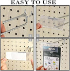 Thyle 30 Pcs Metal Scan Hook with Label Holder for 1/8" to 1/4" Pegboard, Peg Board Hooks with Price Tag, Pegboard Wall Accessories for Home Garage Retail Display Supplies (4,6,8 Inch) - Image 4