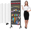 Peg Board Display Stand with Wheels,50 Hooks,2'x 5.5' - Black by Hogurity
