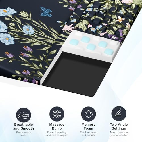 Ospelelf Ergonomic Mouse Pad and Keyboard Stand Wrist Rest Set, Memory Foam Comfort, Pain Relief for Typing, Office Desk Accessories, Moonlit Blossoms - Image 4
