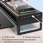 Vaydeer 2 Tiers Dual Monitor Stand Aluminum Monitor Riser with Wireless Charging and 4 USB 3.0 Hub Ports Metal Strong&Sturdy for PC Monitor Laptop Computer TV Printer Space Saving Desk Organizer - Image 2