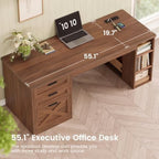 SEDETA 55.1" Farmhouse Executive Office Desk with 3 Drawers for Home Office - Image 5
