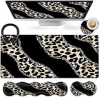 Black Large Gaming Mouse Pad - 31.5x11.8, Ergonomic Memory Foam Wrist Rest Support, Non-Slip Base, Leopard Design by Unknown