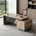 63“ Executive Office Desk with File Drawer, Modern Professional Desk with Cable Management Box, Office Desk with Storage Cabinet & Privacy Panel, 1.8” Thick Desktop for Home Office (Mahogany, Left) by SAINTCY