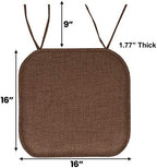 Chair Cushion Memory Foam Pads with Ties Honeycomb Pattern Slip Non Skid Rubber Back Rounded Square 16" x 16" Seat Cover, Herringbone Brown, 6 Count (Pack of 1) - Image 3