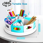 MeCids 360°Rotating Desk Organizers Homeschool Office Organization and Storage Art Supplies Organizers– 12" Lazy Susan Style Caddy with Removable Bins, for Home Offices, School Supplies Classroom Use - Image 2