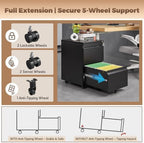 Approgreent 2 Drawer Metal File Cabinet, Fully Assembled Locking Filing Cabinet with Anti-Tipping Wheels, Quiet Slide, Heavy-Duty Steel Construction, Fits A4 Letter Legal for Home Office, Matte Black - Image 5