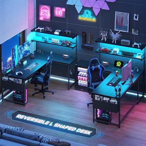 DurayLoly 53" L Shaped Gaming Desk with No Side Bar Shelf for Small Space - Image 2