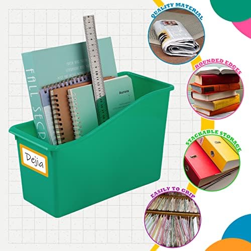 Jinei 24 Pack Book Bins for Classroom with Name Labels, 12 Color Rainbow - Image 5