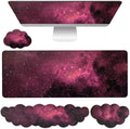 Cloud Mouse Pad Keyboard Wrist Rest 4PCS Extended Large Galaxy Desk Mat Pad Set Memory Foam Non-Slip Cute Ergonomic Gaming Mouse Pad Wrist Support for Computer Laptop Home Office Black Pink by WFCYGL