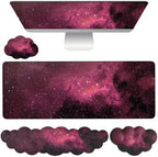 Cloud Mouse Pad Keyboard Wrist Rest 4PCS Extended Large Galaxy Desk Mat Pad Set Memory Foam Non-Slip Cute Ergonomic Gaming Mouse Pad Wrist Support for Computer Laptop Home Office Black Pink by WFCYGL