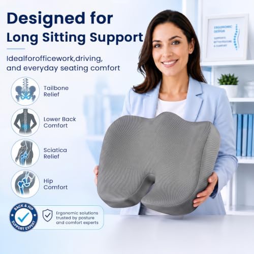Seat Cushion, XL Large Memory Foam Cushion for /Office Chair/Car/Wheelchair - Image 2