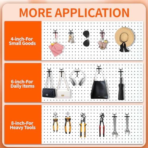 8" Pegboard Hooks with Label, 50Pcs Heavy Duty for 1/4" Board, Garage Storage - Image 4