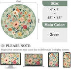 DUKINO 4ft Round Rug, Floral Washable Small Round Area Rug Non Slip, Green - Image 2