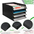Wenqik Black Letter Trays Stackable, 6 Pcs Plastic Desk Organizer - Image 3