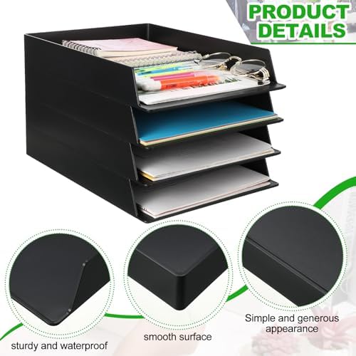 Wenqik Black Letter Trays Stackable, 6 Pcs Plastic Desk Organizer - Image 3