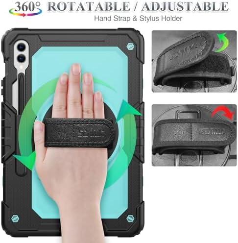 SEYMAC stock Case for Samsung Galaxy Tab S10+ Plus/ S9 FE+ Plus/ S9+ Plus 5G Tablet Case 12.4'' Protective with Screen Protector, Pen Holder, 360 Rotate Stand, Hand Strap, Shoulder Strap, SkyBlue1 - Image 3