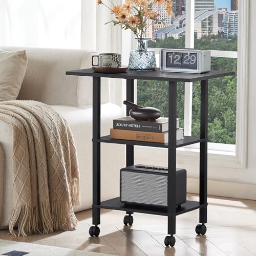 YUFAM 3 Tier Home Printer Stand with Storage, Black - Image 6