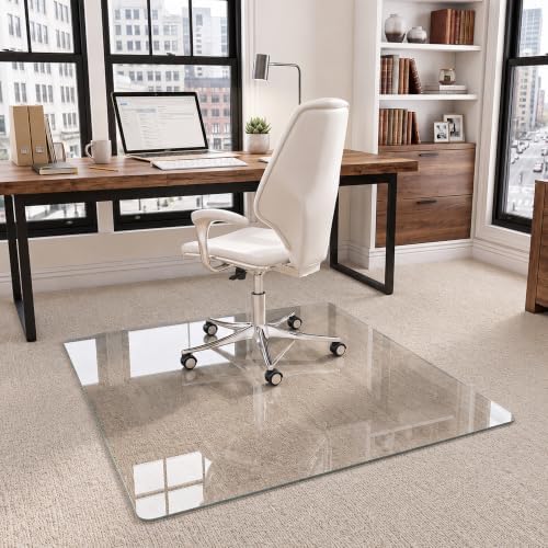 45"x45" Tempered Glass Office Chair Mat for Carpet & Hardwood Floor - Image 2