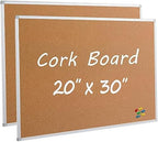2-Pack Cork Board Bulletin Board 20 x 30 Inches, Silver Aluminium Framed Corkboard, Office Board for Wall Cork, Large Wall Mounted Notice Pin Board with 32 Pins by Justdowhatyouwanttodo