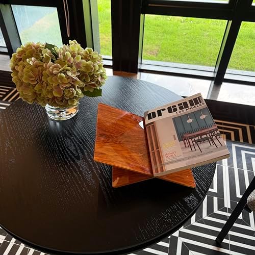 Wood Grain Acrylic Book Stand, X-Shaped Open Book Display Stand & Cookbook Holder for Kitchen Counter, Coffee Table, Bible, Quran, Magazines, Textbooks, Recipes - Image 7