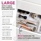 Criusia Large Drawer Organizer Bins 26 Pack | Complete 5 Size Clear Plastic Kitchen Drawer Organizers for Utensils | Bathroom Drawer Organizer Trays | Versatile for Makeup Office Organization - Image 2